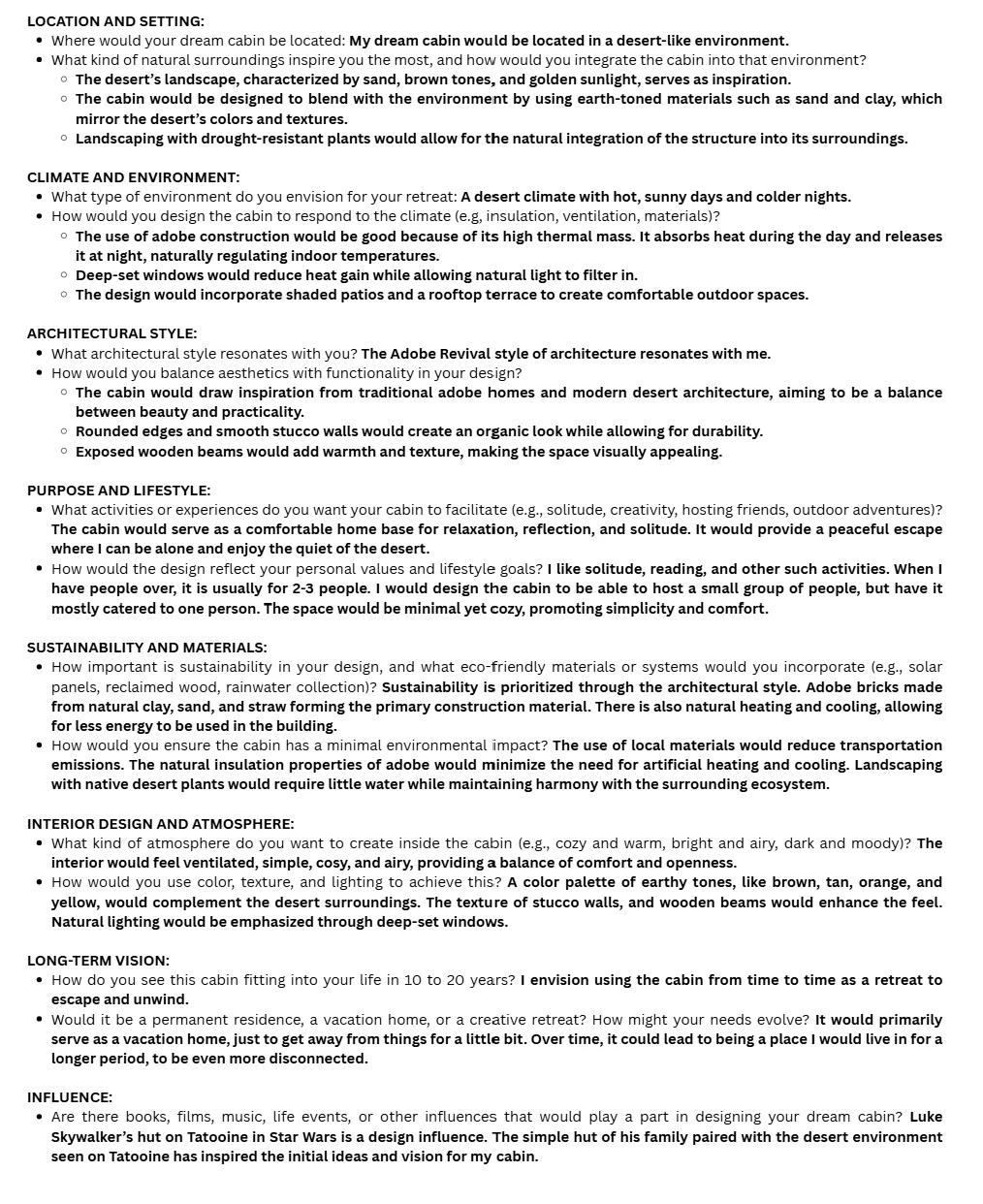 Planning questions and answers